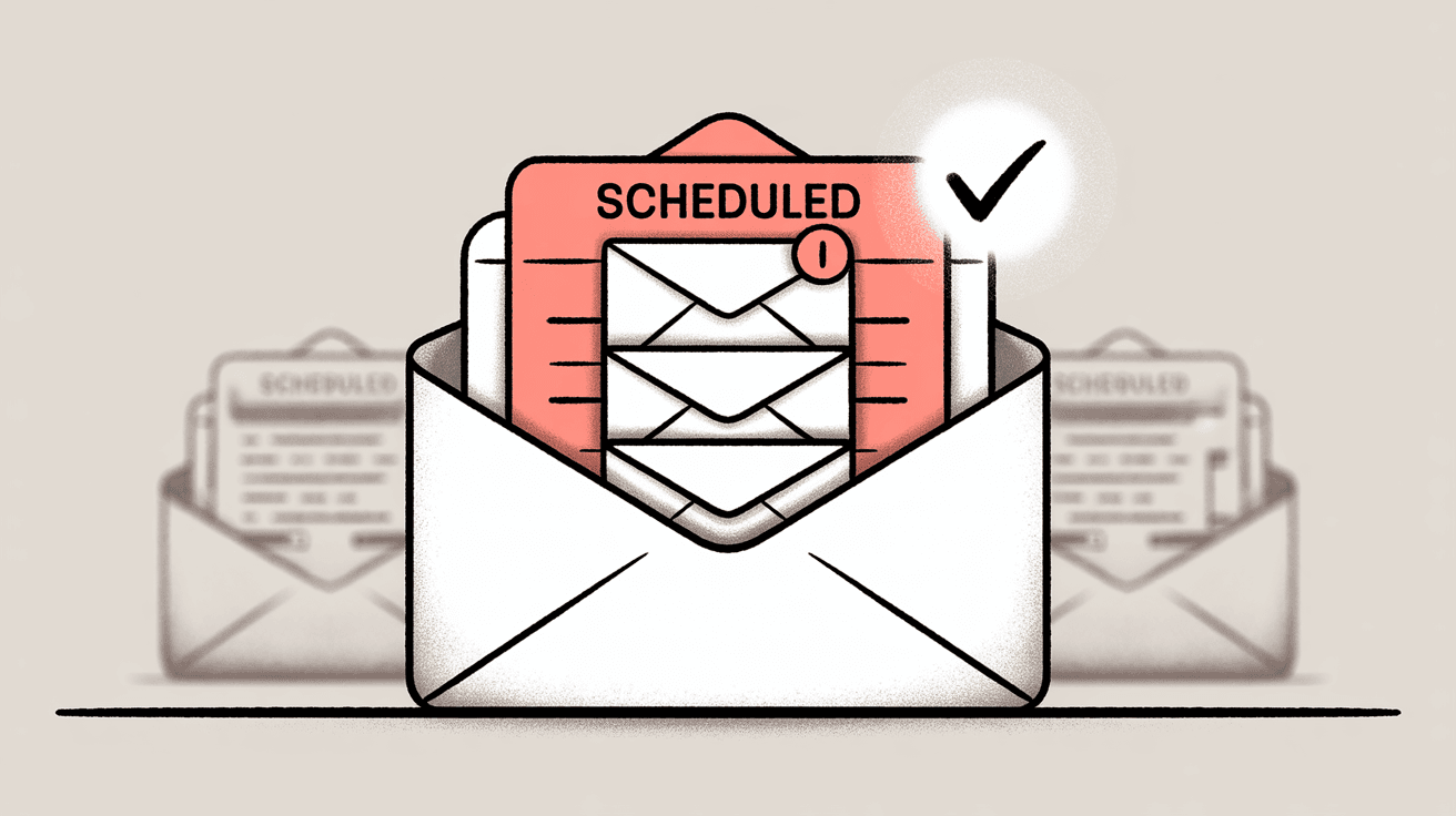 Gmail Scheduled folder interface showing queued emails waiting to send at their scheduled times